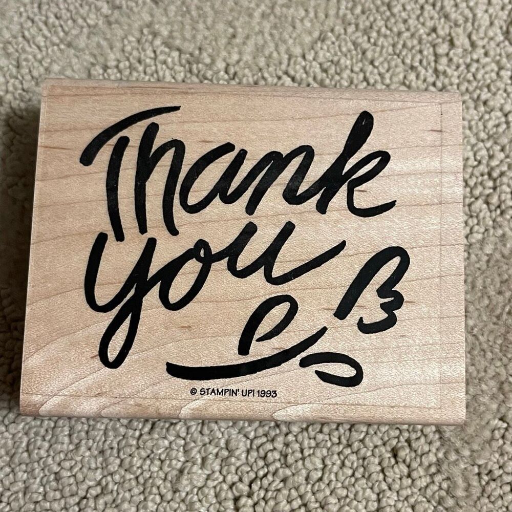Stampin’ Up! 1993 Thank You Large Rubber Stamp Scrapbooking Card Making